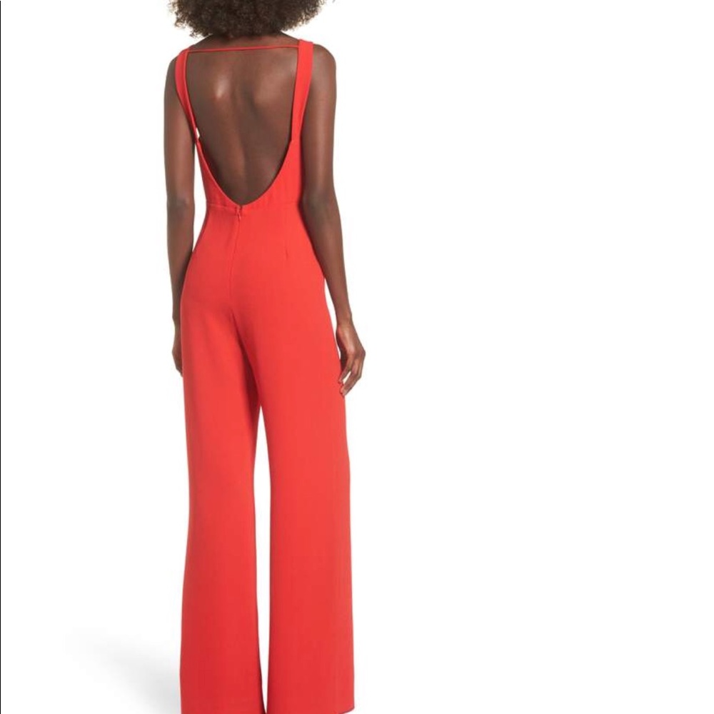 Red open back jumpsuit - Picture 6 of 7